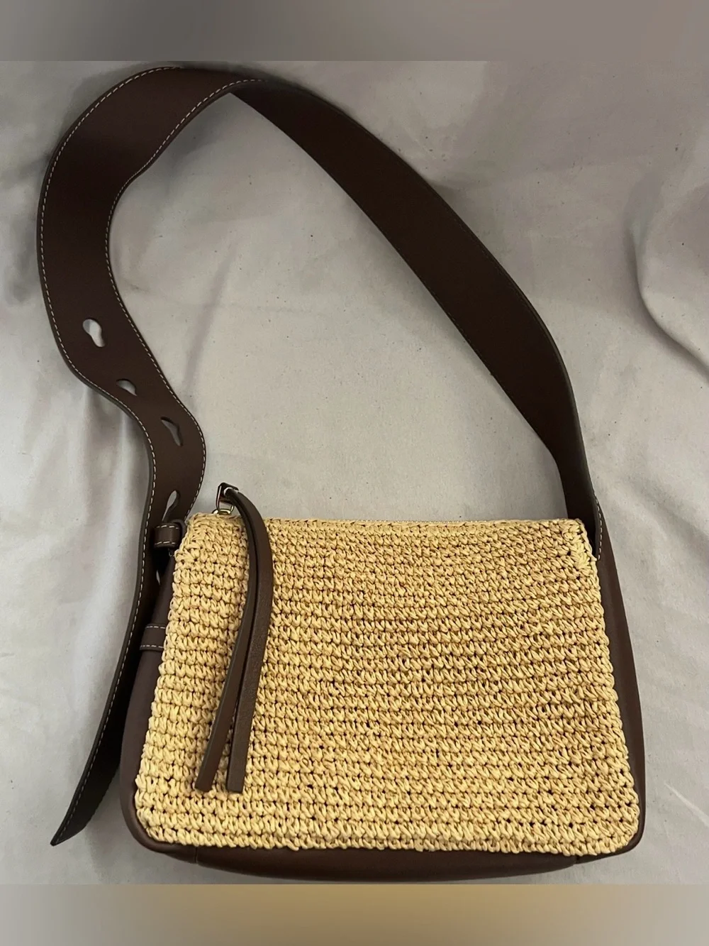 Tory Burch ROMY WOVEN Leather Shoulder Bag $395